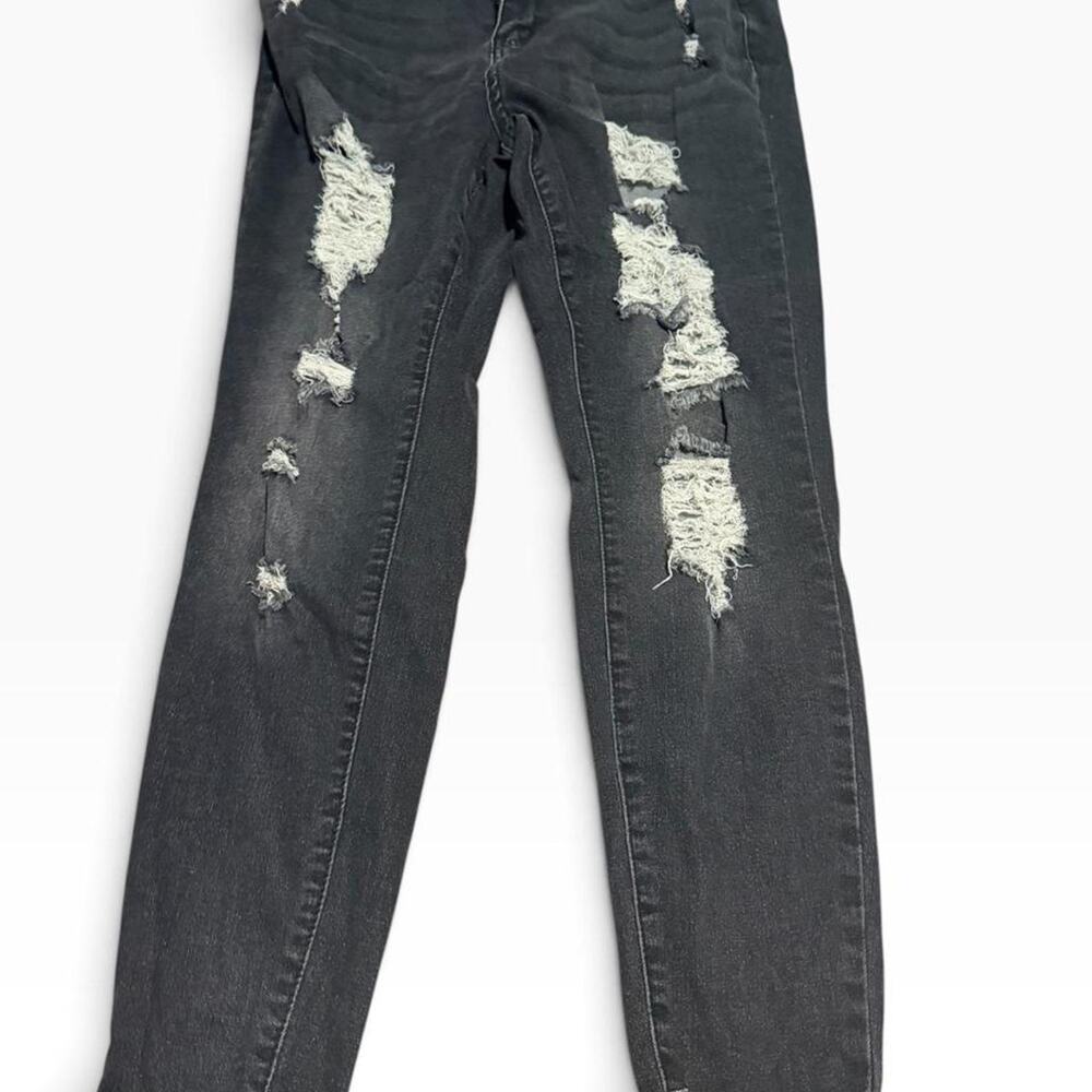 SHEIN Curve Plus Black Distressed Skinny Jeans 0XL